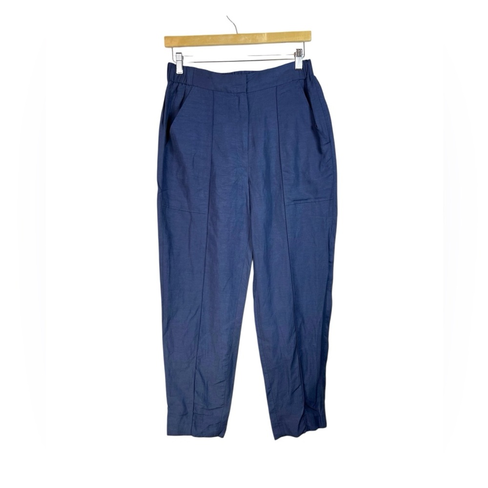 KOBI HALPERIN Addie Pants Linen Blend Ankle Navy Size M Preppy Lagenlook